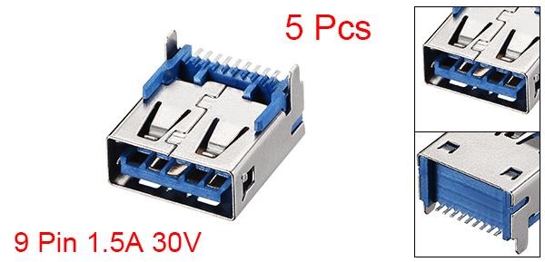 ソウテン PCB USBコネクタ USBタイプメスジャック 背面インサート SMT SMD水平PCB 5個入り