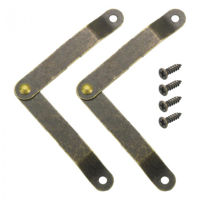 2個 4.69" x 0.39" 折りたたみ式サポート蓋ヒンジ リフトアップ蓋ステーヒンジ 180度回転式メタルレト..