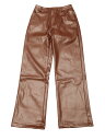 Allegra K パンクパンツ ロングパンツ ハイウエストス トレートレッグ カジュアル PU フェイクレザー レトロ 光沢感 レディース ブラウン M