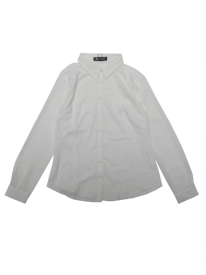 Allegra K ブラウス レディース 長袖 シフオンブラウス 折り襟 シャツ オフィス カジュアル トップス 着痩せ おしゃれ 通勤 真っ白 M