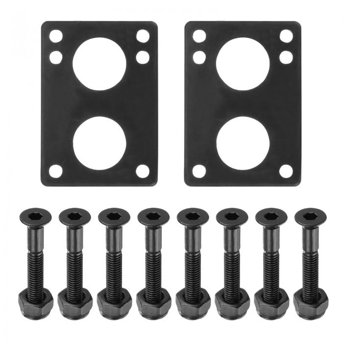 PATIKIL スケートボードライザーパッドネジセット 2個 6 mm ゴム製ショック ライズ パッド 取り付けネジ ナット ハードウェア修理キット8個付き クルーザー用 黒色