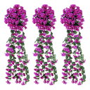 人工掛けスミレ 偽の花飾り スミレの花 エミュレーション シルク 花の装飾 ホーム飾り ガーデン 庭 室内 屋外 結婚式 オフィス向け フクシア 3個入り(4)