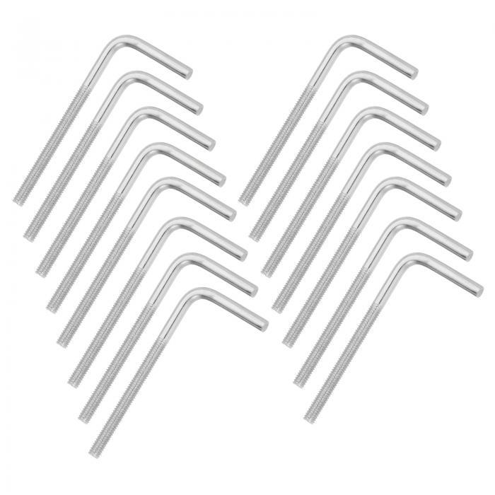 15個 M4 x 60mm L字型直角ボルトねじ 304ステンレス鋼L字型基礎ボルトロングスクエアベンドねじ