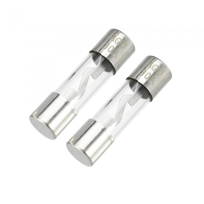 Partuto 2個入り 30A ユニバーサル AGU ガラスヒューズ - 車用 ヒューズチューブ 電力安全保護 ガラス..