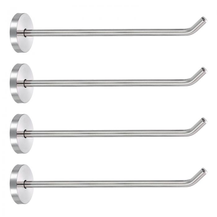 8インチコートフック4個、ステンレス製ロングノーズ壁掛けフック、居間、バスルーム、クローゼット、ワードローブ用のローブタオルハンガー、シルバートーン