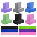 PATIKIL 12個ヨガブロックと6個のレジスタンスバンドセット 高密度EVAフォームヨガブロックバルク 23.5 cm x 15 cm x 7.5 cm 滑...