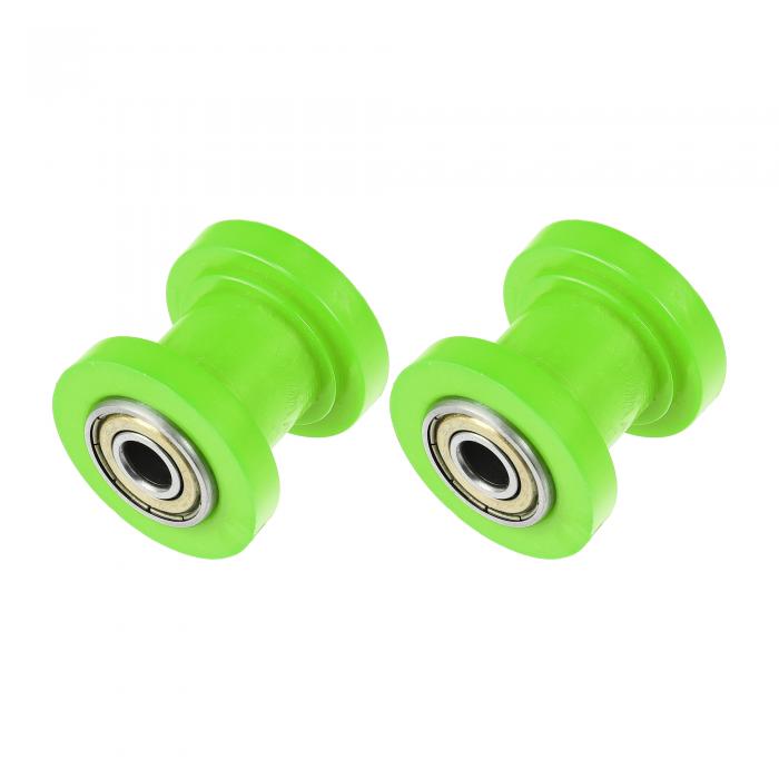 ドライブチェーン プーリーチェーン 調整テンショナー ゴム製車輪ガイド ストリート バイク オートバイ ATV 用 8mm グリーン 2個