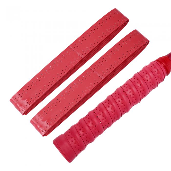 CAPASTEC グリップテープ テニス バドミントン 2本セット 多孔型 凸凹仕様 グリップ テープ 衝撃吸収 通気性抜群 ラケット用 ウェットタイプ 赤