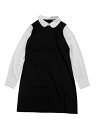 Allegra K チェックワンピース 丸襟 ミニドレス 長袖 ショート丈 ストレート 可愛い レディース 黒い固体 S(4)