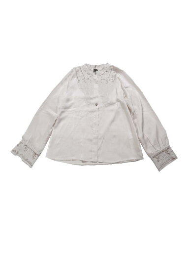Allegra K レディース ヴィンテージ ボタンダウン シャツ レース パッチワーク 長袖 スタンドカラー カジュアル ワークトップ ベージュ L Allegra K レディース ヴィンテージ ボタンダウン シャツ レース パッチワーク 長袖 スタンドカラー カジュアル ワークトップ ベージュ L