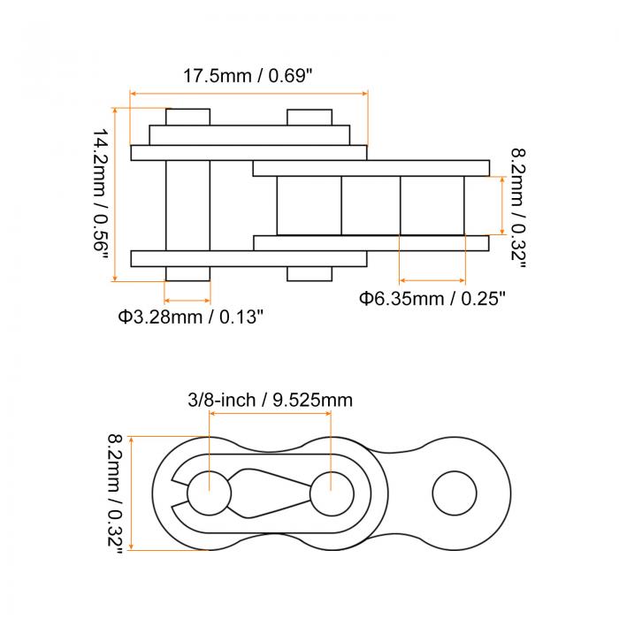 チェインマスター コネクターリンクローラー 9.525mmピッチ 炭素鋼 標準接続分割リンク 06Bチェーン用 16個入り 3
