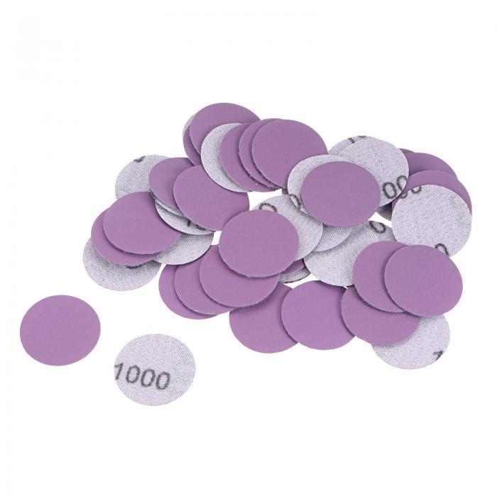 サンディングディスク サンディングペーパー サンドペーパー 1000グリット フックとループ 酸化アルミニウム 木質塗装仕上げ用 ミニサイズ パープル 25mm 50枚入り