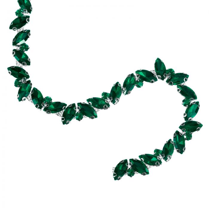 3ヤードのラインストーンチェーントリム- 10mmの輝く水晶チェーンアップリケ 縫製 DIYジュエリー 衣類（緑）