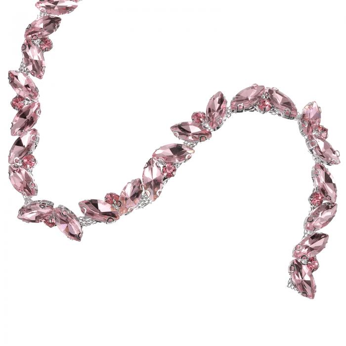 3ヤードのラインストーンチェーントリム- 10mmの輝く水晶チェーンアップリケ 縫製 DIYジュエリー 衣類（ピンク）