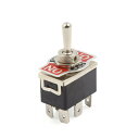 トグルスイッチ ブラック AC 250V/10A 125V/15A DPDT 3ポジション 6ピン
