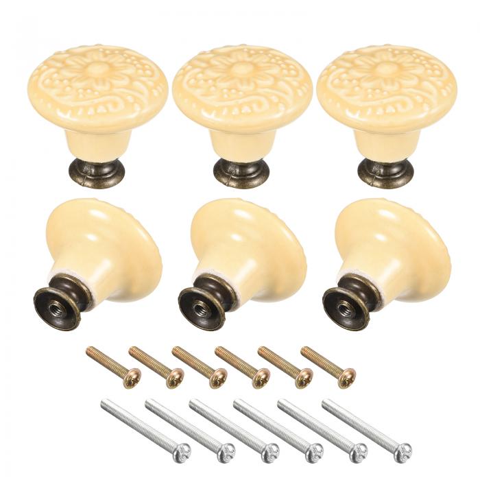 セラミック引き出しノブ 32x34 mm ボール形 ドアプルハンドル 取り付けネジ付き ホーム 引き出し ドレ..