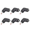 DC電源アダプター 90度直角 メス5.5mmx2.1mm-3.5mmx1.35mmオスプラグチップ 入力DCプラグコネクタ レッド 6個