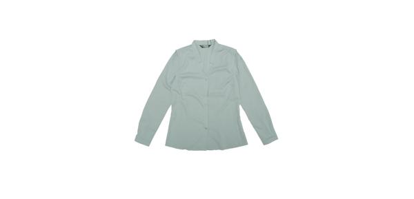 Allegra K シフォンブラウス シャツ Vネック ワーク オフィス ボタンアップ エレガント レディース ライトグリーン L