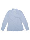 Allegra K シフォンブラウス シャツ Vネック ワーク オフィス ボタンアップ エレガント レディース ライトブルー S