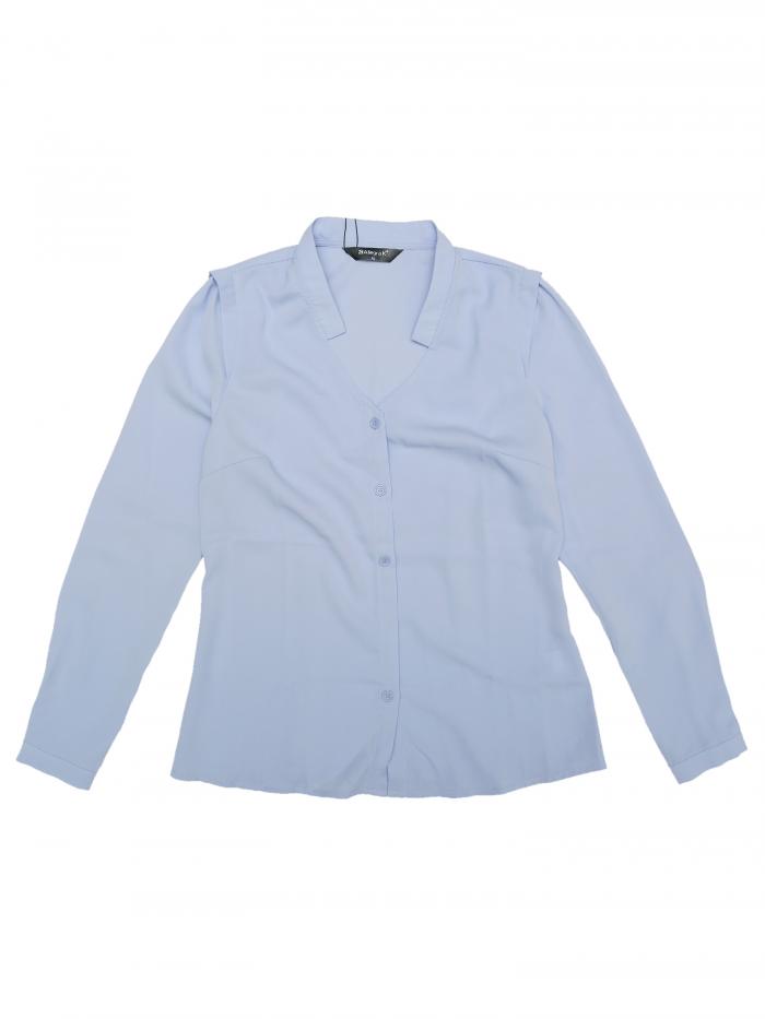 Allegra K シフォンブラウス シャツ Vネック ワーク オフィス ボタンアップ エレガント レディース ライトブルー XL