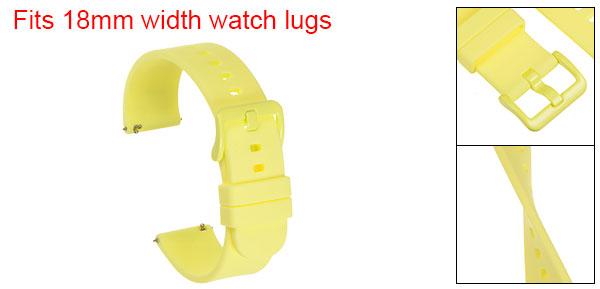 シリコンウォッチバンド 18mm ウォッチストラップ 亜鉛合金 バックル クイックリリース式 男性用女性用 イエロー