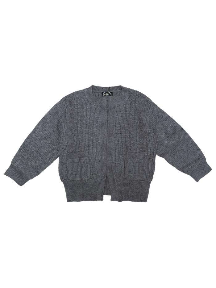 Seta T レディース セーター カーディガン オープンフロント 長袖 ニット カジュアル カーディガン ポケット付き ダークグレー XL(4)