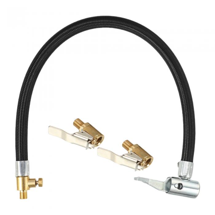 X AUTOHAUX 1セット35cm 13.78"タイヤバルブ接続パイプエアチャックインフ レーターコンプレッサーポンプ延長ホースとデフ レータブルコネクター