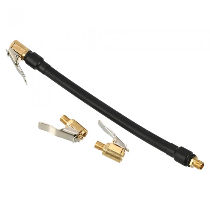 X AUTOHAUX 1セット20cm 8インチタイヤバルブステムインフ レーターエクステンションホース、不膨張コネクター付き、車両、バイク、自転車にユニバーサルフィット、クイックコネクト