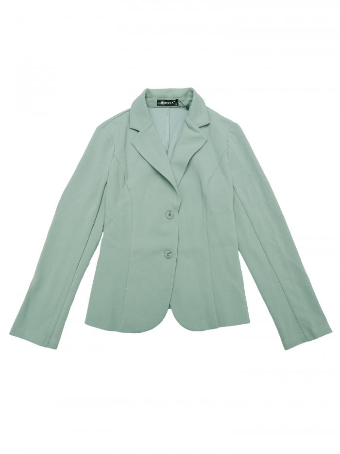 Allegra K ジャケット スーツブレザー ラペルカラー ビジネス 通勤 オフィス 伸縮性 レディース ピーグリーン XS