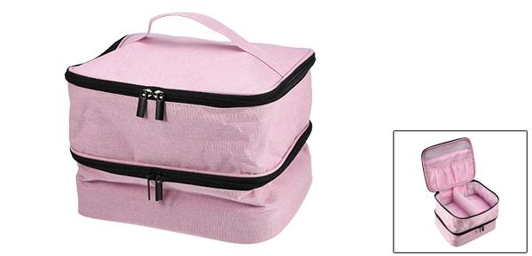VOCOSTE マニキュアキャリングケース 二重層 マニキュアオーガナイザーケース マニキュアツール マニキュア用 ナイロン 1個 ピンク