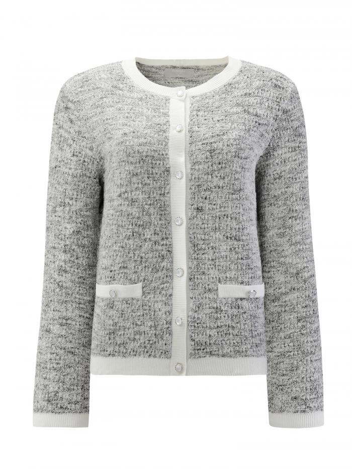 Hobemty レディース エレガント カーディガン セーター 2025 春 長袖 ニット リブ ジャケット グレー XL