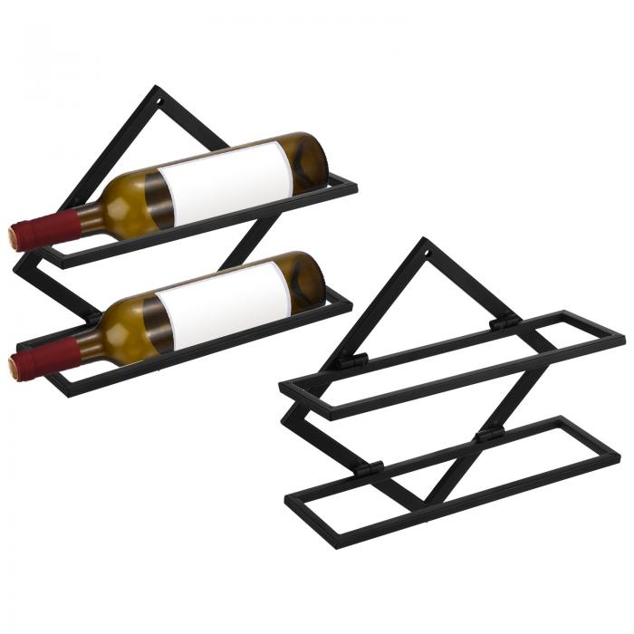 ワインラック お酒置き ワインホルダー 壁掛け 2ボトル 家庭キッチンバー装飾 ブラック 2セット入り