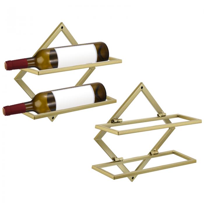 ワインラック お酒置き ワインホルダー 壁掛け 2ボトルホルダー 家庭キッチンバー装飾 ゴールド 2セッ..