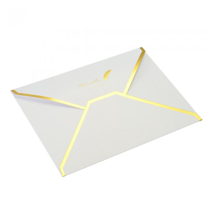 PATIKIL B6封筒 vフラップエンベロープ 招待状封筒 10枚入り ゴールドボーダー スタイル 結婚式誕生日用 ホワイト