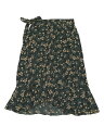 Allegra K ラップ フレアスカート 花柄 フリル アシンメトリー タイウエスト レディース グリーン S(4)
