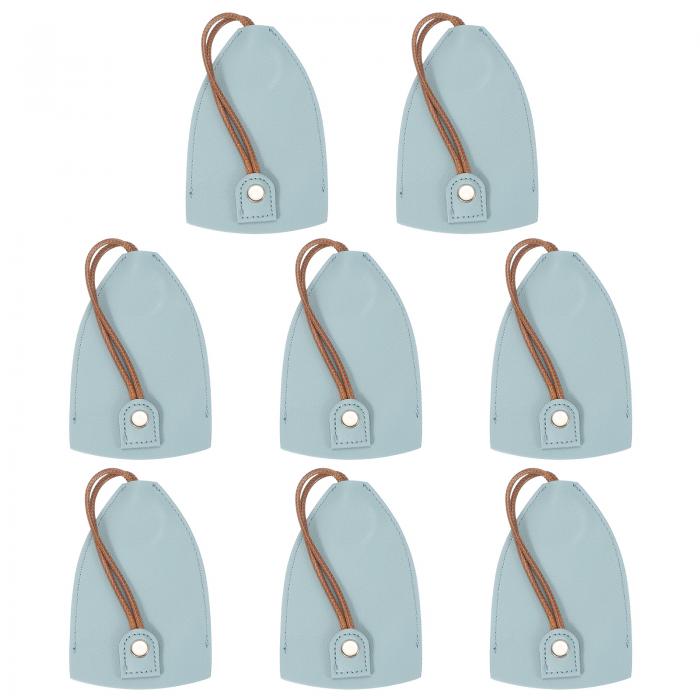 PATIKIL カーキーケース 8個のPUレザーキーポーチキーフォブホルダープルアウトキーチェーンバッグスリーブ 車用ホーム事務所キー用 シアン