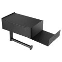 VOCOSTE 粘着トイレットペーパーホルダー バスルームトイレットロールティッシュホルダー壁掛けキッチンバスルーム用棚付き ブラック(3)