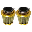 X AUTOHAUX 2個セット ユニバーサルエアフィルター クリーナー ラウンドテーパー型 モーターサイクル用 金トーン 40mm