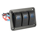 X AUTOHAUX 1セットカーマリンボート 3ギャング5ピントグルロッカースイッチパネル 12V / 24Vサーキットブレーカー ブルーLEDインジケーター...