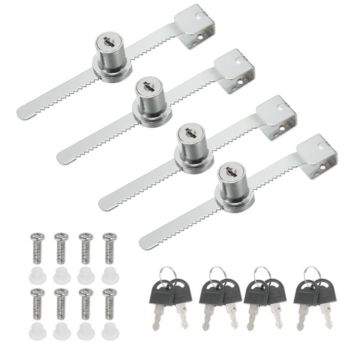 PATIKIL ガラスキャビネットロック、4個の異なるキー付き亜鉛合金シングルスイングショーケースロック..