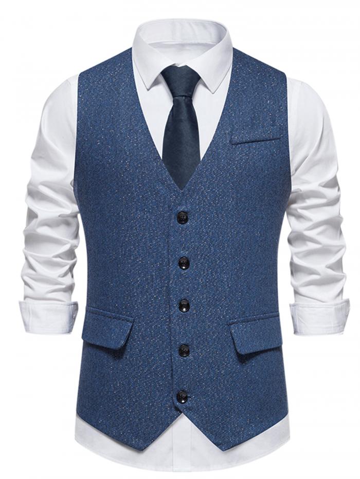 Lars Amadeus ビジネス スーツ ベスト用 チョッキ スリムフィット タキシード クラシック フォーマル シャイニー ドレス メンズ ブルー 2XL 1