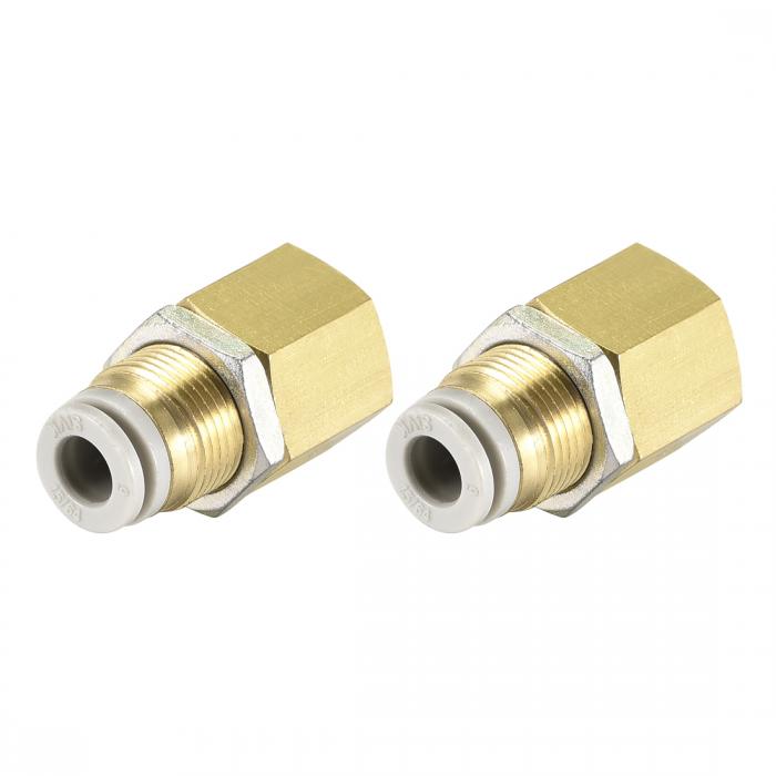 バルクヘッドプッシュ接続継手 6mmチューブ?1/4PTメスねじ 銅 2個