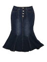 Allegra K デニムスカート フィッシュテール マキシ レディース ダークブルー XS(4)