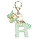PATIKIL アルファベットイニシャルレターキーチェーン、タッセルバタフライレターRペンダント装飾付きレジンかわいいキーチェーン、女性用キーパースハンドバッグ...