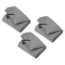 PATIKIL 30 x 30 cm 三つ折りゴルフタオル 3個入り ワッフルパターン タオルソフト ファイバ 強力な吸水力 Dクリップ付き ゴルフ愛好家用 グレー(4)
