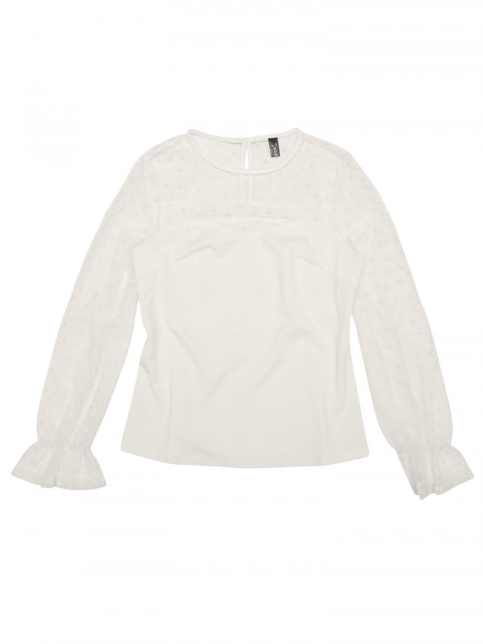 Allegra K ブラウス シースルー 長袖 シフオンブラウス セックシー 水玉 シャツ オフィス メッシュ トップス 着痩せ おしゃれ ゴージャス レディース ホワイト XS