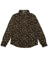 Allegra K 花柄シャツ ブラウス 長袖 おしゃれ ボタンダウン 通勤 オフィス カジュアル レディース 黒 M