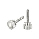 ローレットつまみねじ 真鍮ショルダーボルト グリップノブの留め具 ニッケルメッキ M3x14mm 2個