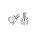 ローレットつまみねじ 真鍮ショルダーボルト グリップノブの留め具 ニッケルメッキ M4x6mm 2個