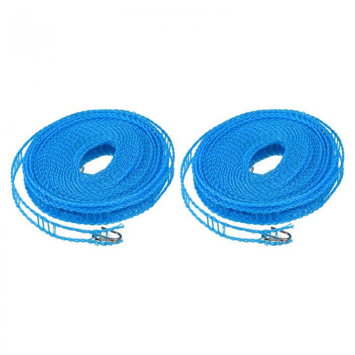 ポータブル物干し 8 M ナイロン 防風 ノンスリップ洗濯ラインロープ コートヤード アウトドア 旅行 キャンプ 洗濯物乾燥用 ブルー 2個入り